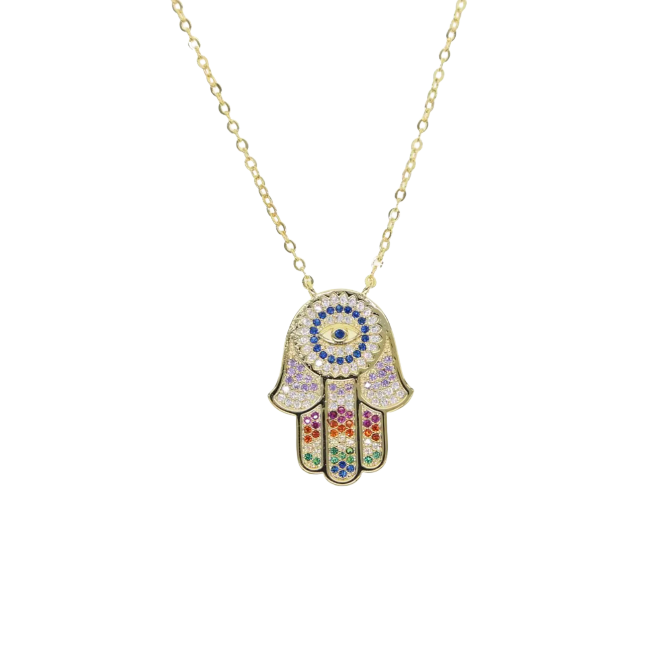 Fatima Hand Rainbow Necklace