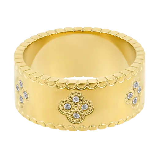 Crystal Clover Band Ring