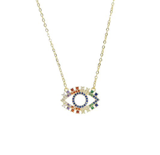 Evil Eye Rainbow Necklace