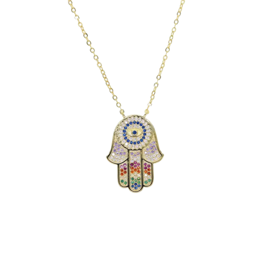 Fatima Hand Rainbow Necklace