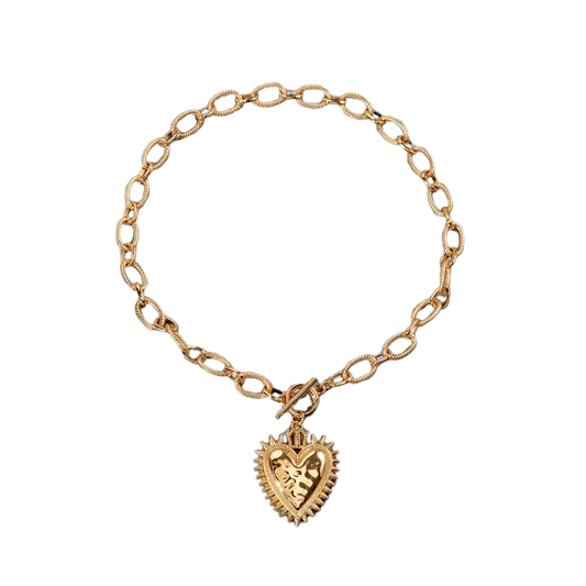 SPIKED HEART CHUNKY NECKLACE